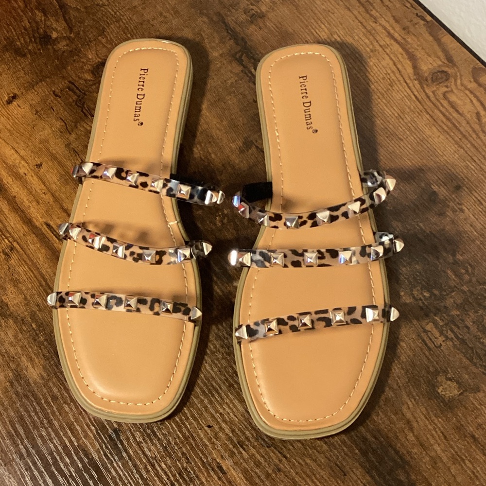 Pierre Dumas Leopard Print Sandals